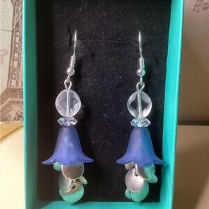 NEW Blue and Silver Floral Earrings